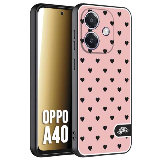 CUSTOMIZZA - Custodia cover nera morbida in tpu compatibile per Oppo A40 cuori pois rosa donna pin up vintage