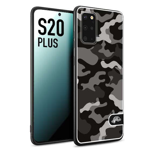 CUSTOMIZZA - Custodia cover nera morbida in tpu compatibile per Samsung S20 PLUS camouflage mimetico militare nero black grigio