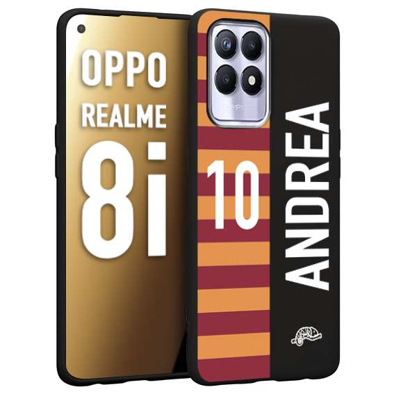 CUSTOMIZZA - Custodia cover nera morbida in tpu compatibile per Realme 8i personalizzata calcio football nome e numero calciatori giallo rossi
