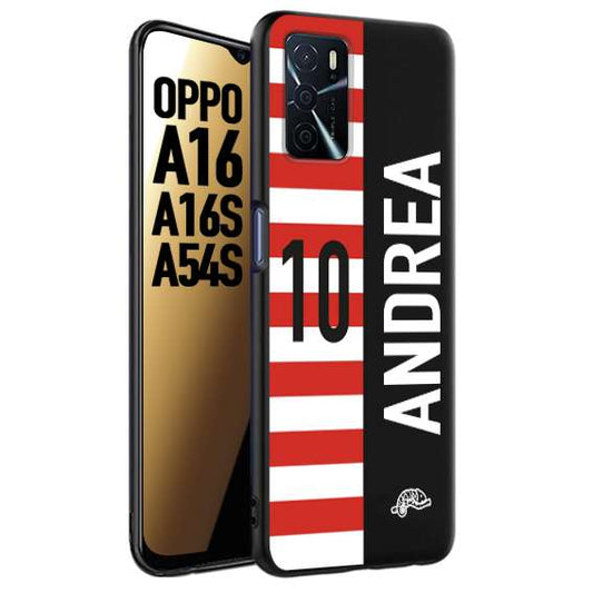 CUSTOMIZZA - Custodia cover nera morbida in tpu compatibile per Oppo A16 - A16S - A54S personalizzata calcio football nome e numero calciatori bianco rossa