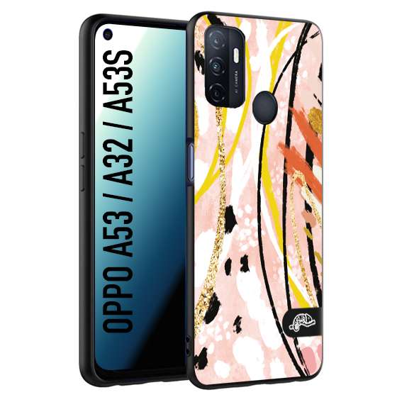 CUSTOMIZZA - Custodia cover nera morbida in tpu compatibile per Oppo A53 - A32 - A53S fiori astratti donna zebrato leopardato fantasia dorata gialla rosa colorata