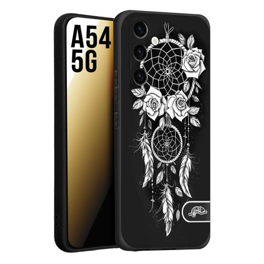 CUSTOMIZZA - Custodia cover nera morbida in tpu compatibile per Samsung A54 5G acchiappasogni dreamcatcher black and white bianco a rilievo disegnato tattoo tatuaggio