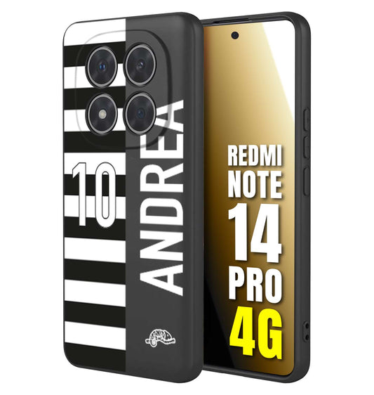 CUSTOMIZZA - Custodia cover nera morbida in tpu compatibile per Xiaomi Redmi Note 14 PRO 4G personalizzata calcio football nome e numero calciatori bianconera