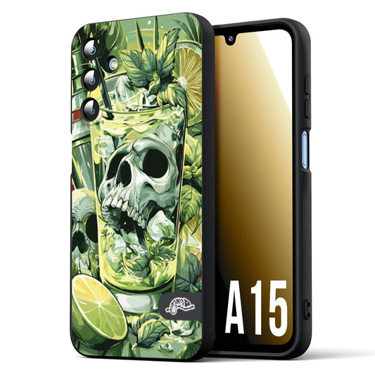 CUSTOMIZZA - Custodia cover nera morbida in tpu compatibile per Samsung A15 5G Mojito cocktail teschio illustrazione drink lime menta ghiacci tropicale street art