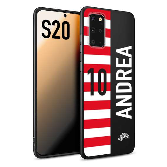 CUSTOMIZZA - Custodia cover nera morbida in tpu compatibile per Samsung S20 personalizzata calcio football nome e numero calciatori bianco rossa