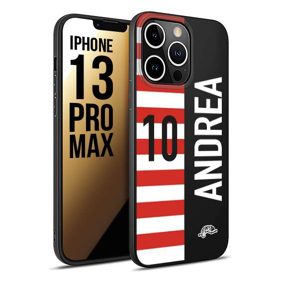 CUSTOMIZZA - Custodia cover nera morbida in tpu compatibile per iPhone 13 PRO MAX personalizzata calcio football nome e numero calciatori bianco rossa