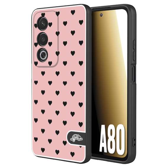 CUSTOMIZZA - Custodia cover nera morbida in tpu compatibile per Oppo A80 cuori pois rosa donna pin up vintage