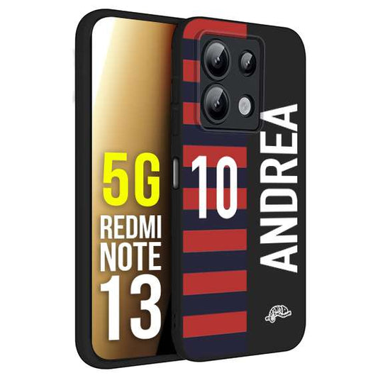 CUSTOMIZZA - Custodia cover nera morbida in tpu compatibile per Xiaomi Redmi Note 13 5G personalizzata calcio football nome e numero calciatori rossoblu