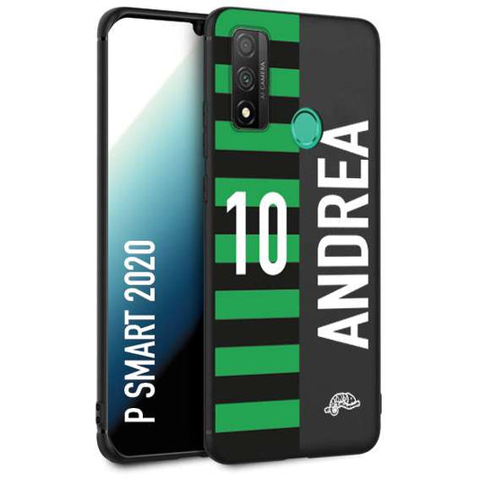 CUSTOMIZZA - Custodia cover nera morbida in tpu compatibile per Huawei P Smart 2020 personalizzata calcio football nome e numero calciatori neroverde