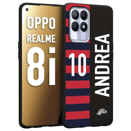 CUSTOMIZZA - Custodia cover nera morbida in tpu compatibile per Oppo Realme 8i personalizzata calcio football nome e numero calciatori rossoblu