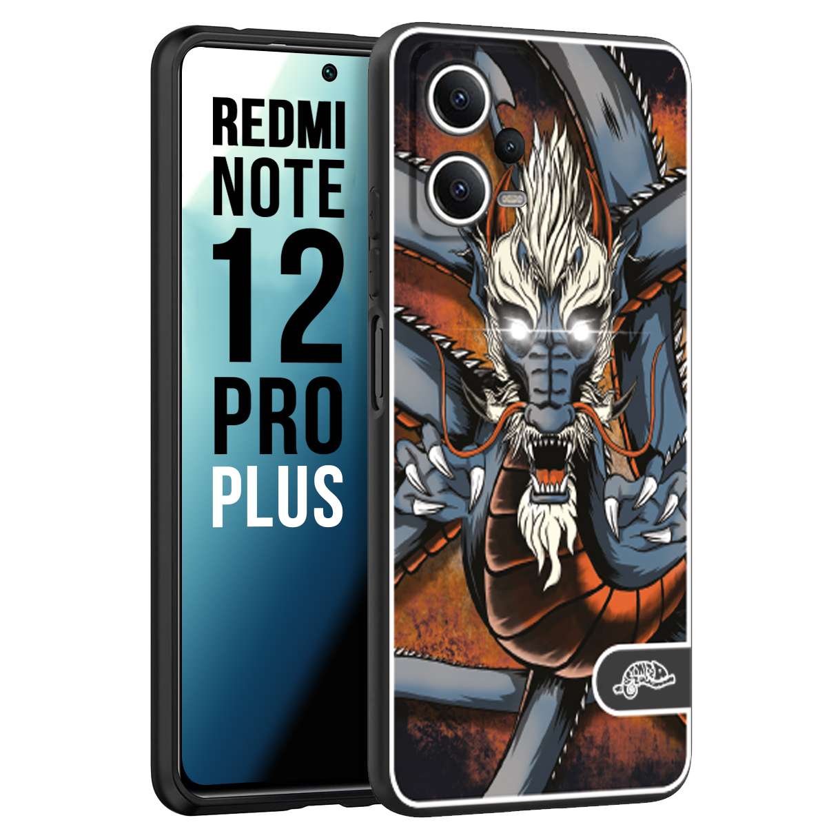 CUSTOMIZZA - Custodia cover nera morbida in tpu compatibile per Xiaomi Redmi Note 12 PRO PLUS drago giapponese tattoo japan dragon