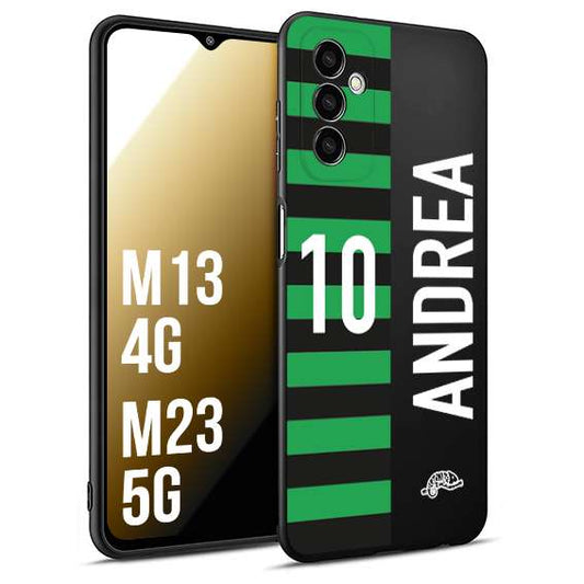 CUSTOMIZZA - Custodia cover nera morbida in tpu compatibile per Samsung M13 4G - M23 5G personalizzata calcio football nome e numero calciatori neroverde