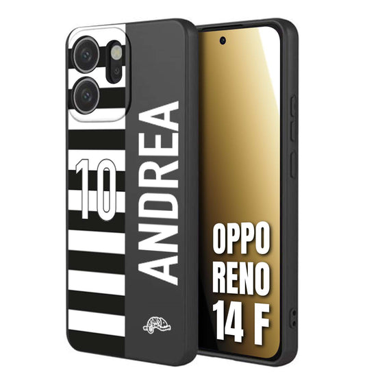 CUSTOMIZZA - Custodia cover nera morbida in tpu compatibile per Oppo Reno 14 F personalizzata calcio football nome e numero calciatori bianconera