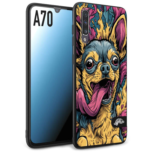 CUSTOMIZZA - Custodia cover nera morbida in tpu compatibile per Samsung A70 Chihuahua illustrazione cane pop art cane street art cartone animato