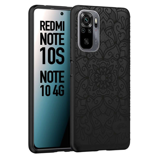 CUSTOMIZZA - Custodia cover nera morbida in tpu compatibile per Xiaomi Redmi Note 10S mandala nero fiore vedo non vedo donna