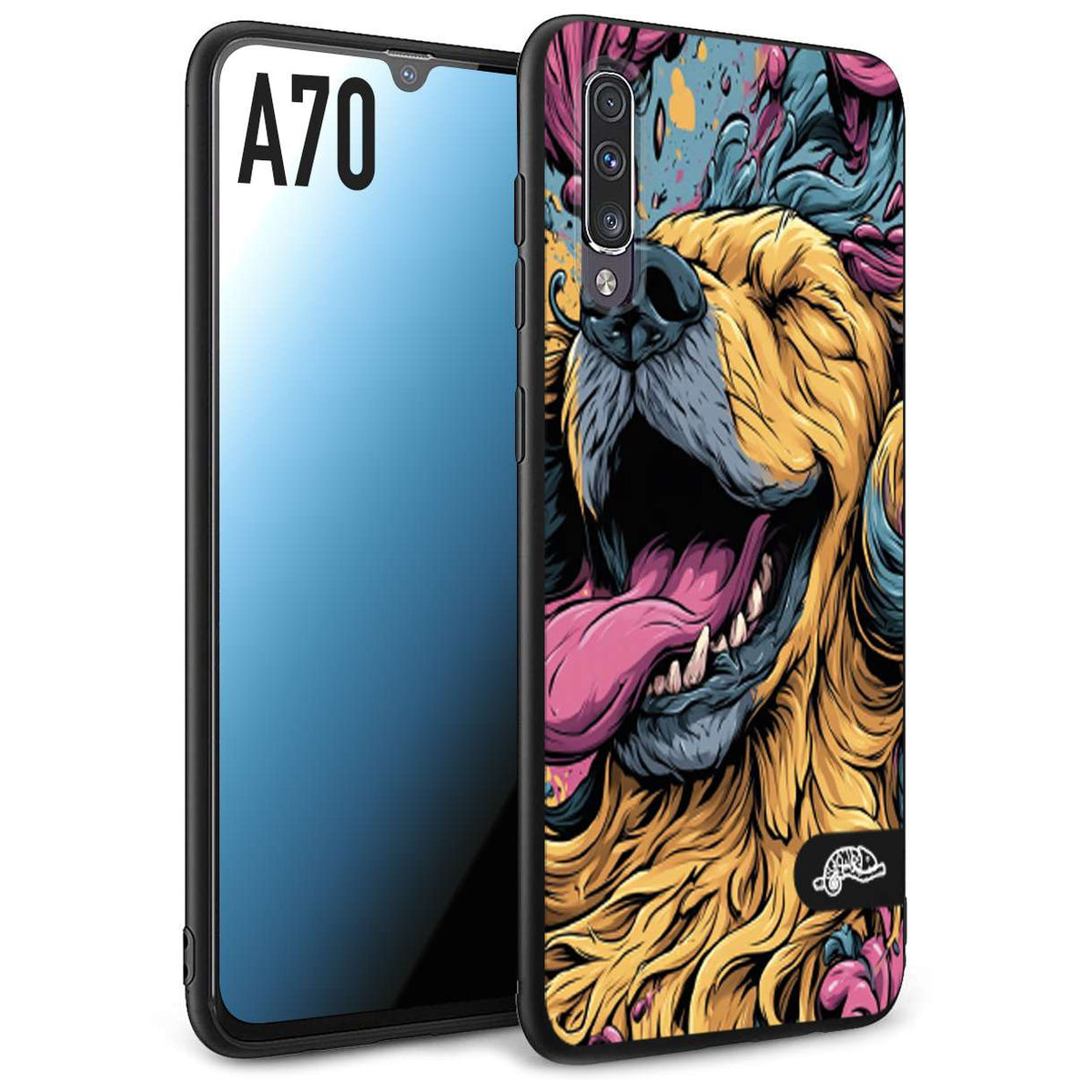 CUSTOMIZZA - Custodia cover nera morbida in tpu compatibile per Samsung A70 Negroni cocktail teschio illustrazione rosso arancia ghiaccio piccante street art fumetto
