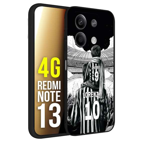 CUSTOMIZZA - Custodia cover nera morbida in tpu compatibile per Xiaomi Redmi Note 13 4G personalizzata calcio football nome e numero calciatori bianconeri bianca e nera