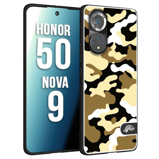 CUSTOMIZZA - Custodia cover nera morbida in tpu compatibile per Huawei Nova 9 - Honor 50 camouflage mimetico militare giallo desert brown