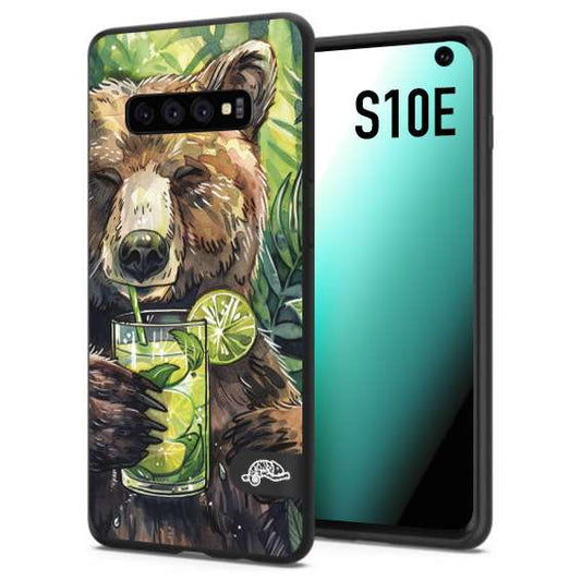 CUSTOMIZZA - Custodia cover nera morbida in tpu compatibile per Samsung S10E fiori estate disegnata cocktails animali simpatici orso bear negroni