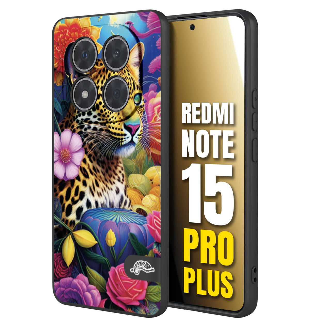CUSTOMIZZA - Custodia cover nera morbida in tpu compatibile per Xiaomi Redmi Note 15 PRO PLUS astratti donna flower fantasia leopardo ghepardo animali colorati