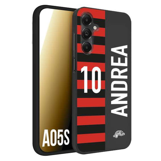 CUSTOMIZZA - Custodia cover nera morbida in tpu compatibile per Samsung A05S personalizzata calcio football nome e numero calciatori rossonera