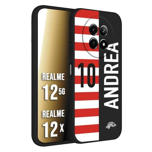 CUSTOMIZZA - Custodia cover nera morbida in tpu compatibile per Realme 12 5G - 12X personalizzata calcio football nome e numero calciatori bianco rossa