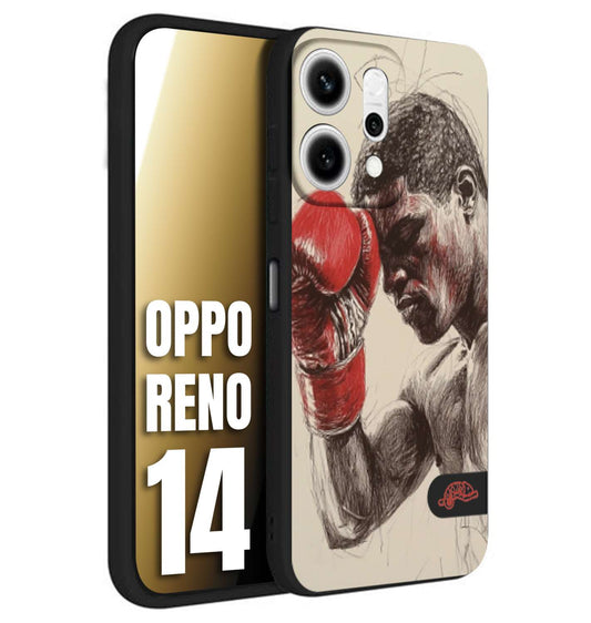 CUSTOMIZZA - Custodia cover nera morbida in tpu compatibile per Oppo Reno 14 pugilato pugili disegno tattoo guantoni boxer pesi massimi