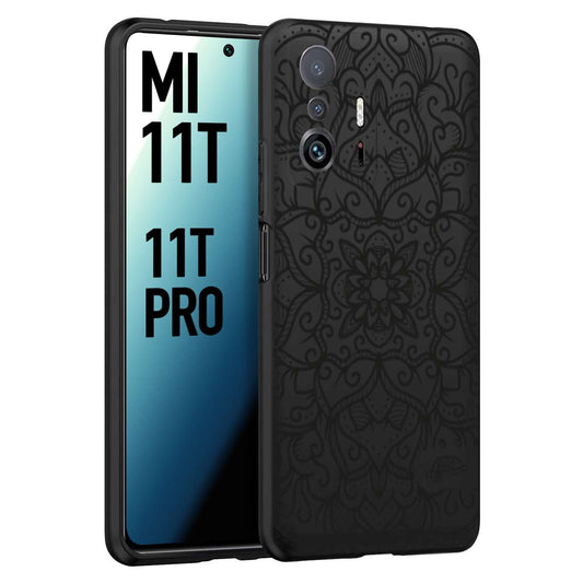 CUSTOMIZZA - Custodia cover nera morbida in tpu compatibile per Xiaomi Mi 11T - Mi 11T PRO mandala nero fiore vedo non vedo donna