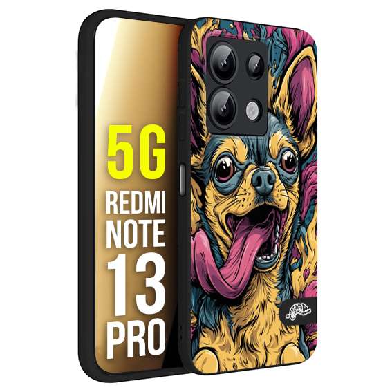 CUSTOMIZZA - Custodia cover nera morbida in tpu compatibile per Xiaomi Redmi Note 13 PRO 5G Chihuahua illustrazione cane pop art cane street art cartone animato