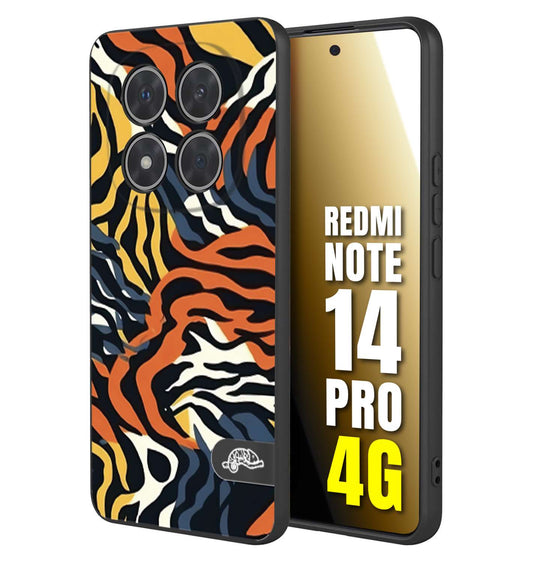 CUSTOMIZZA - Custodia cover nera morbida in tpu compatibile per Xiaomi Redmi Note 14 PRO 4G leopardato maculato tigrato tiger colorata gialla blu arancio
