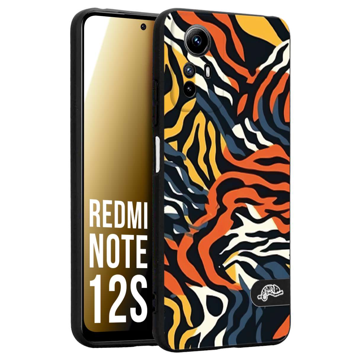CUSTOMIZZA - Custodia cover nera morbida in tpu compatibile per Xiaomi Redmi Note 12S leopardato maculato tigrato tiger colorata gialla blu arancio