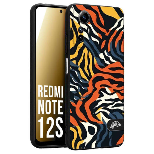 CUSTOMIZZA - Custodia cover nera morbida in tpu compatibile per Xiaomi Redmi Note 12S leopardato maculato tigrato tiger colorata gialla blu arancio