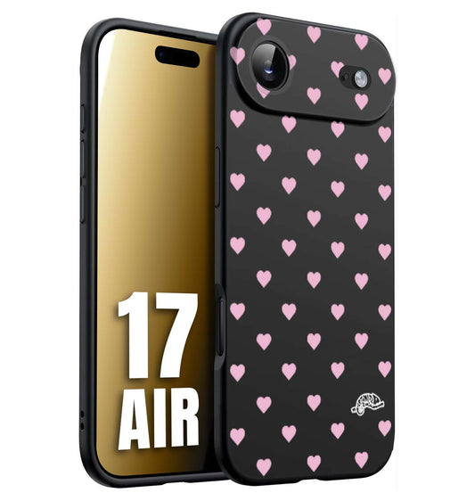CUSTOMIZZA - Custodia cover nera morbida in tpu compatibile per iPhone 17 AIR cuori pois rosa su nero donna pin up vintage