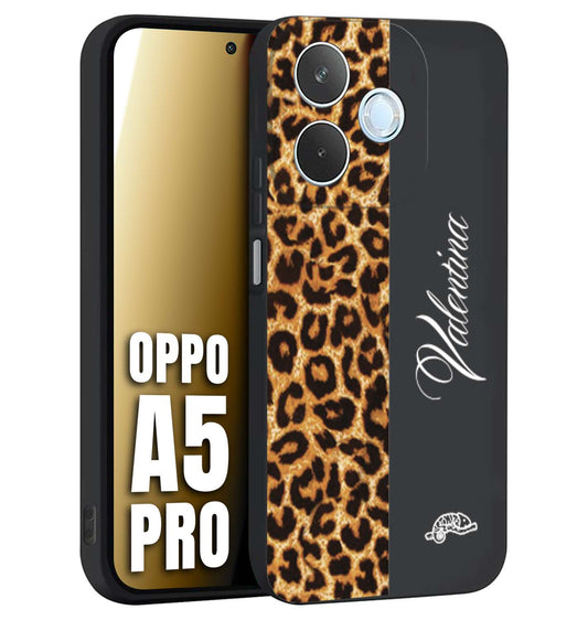 CUSTOMIZZA - Custodia cover nera morbida in tpu compatibile per Oppo A5 PRO custom nome scritta leopardato maculato donna marrone leopard