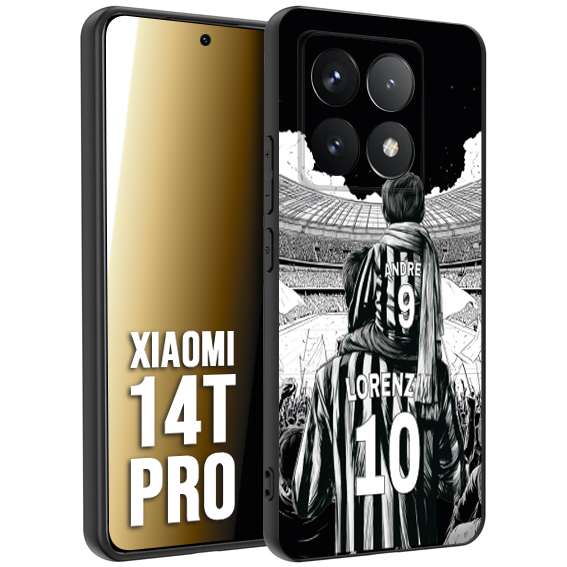 CUSTOMIZZA - Custodia cover nera morbida in tpu compatibile per Xiaomi 14T PRO personalizzata calcio football nome e numero calciatori bianconeri bianca e nera