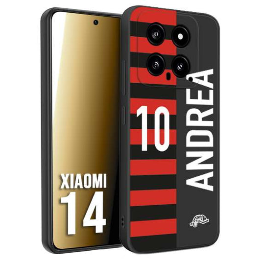 CUSTOMIZZA - Custodia cover nera morbida in tpu compatibile per Xiaomi 14 personalizzata calcio football nome e numero calciatori rossonera