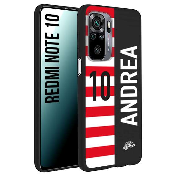 CUSTOMIZZA - Custodia cover nera morbida in tpu compatibile per Xiaomi Redmi Note 10 personalizzata calcio football nome e numero calciatori bianco rossa