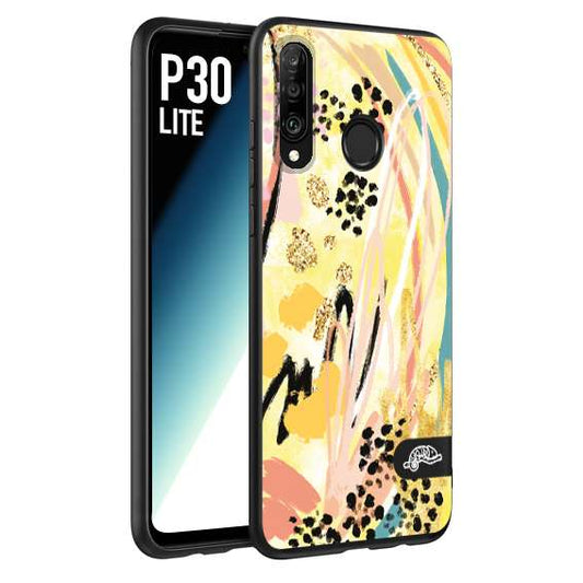 CUSTOMIZZA - Custodia cover nera morbida in tpu compatibile per Huawei P30 LITE astratti donna flower fantasia estate gialla rosa leopardata