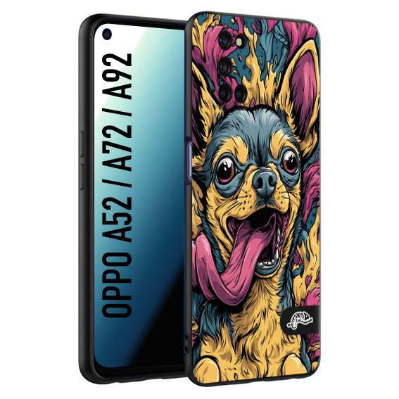 CUSTOMIZZA - Custodia cover nera morbida in tpu compatibile per Oppo A52 - A72 - A92 Chihuahua illustrazione cane pop art cane street art cartone animato