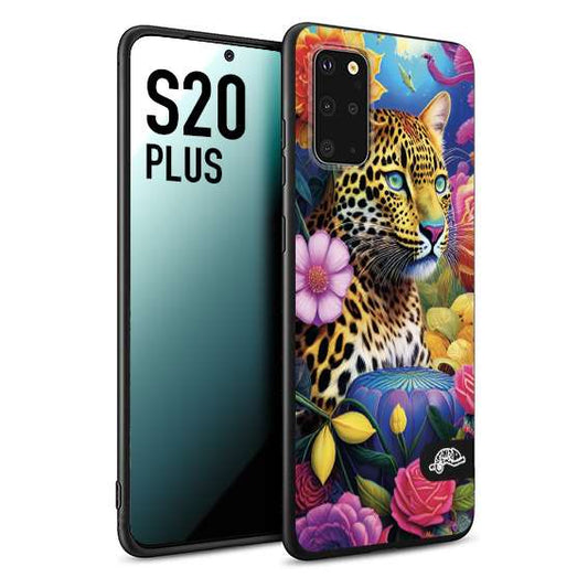 CUSTOMIZZA - Custodia cover nera morbida in tpu compatibile per Samsung S20 PLUS astratti donna flower fantasia leopardo ghepardo animali colorati