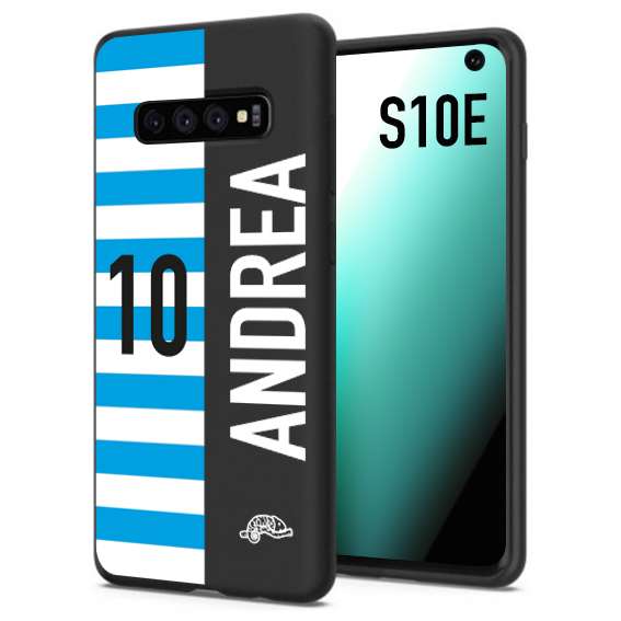 CUSTOMIZZA - Custodia cover nera morbida in tpu compatibile per Samsung S10E personalizzata calcio football nome e numero calciatori biancazzurri