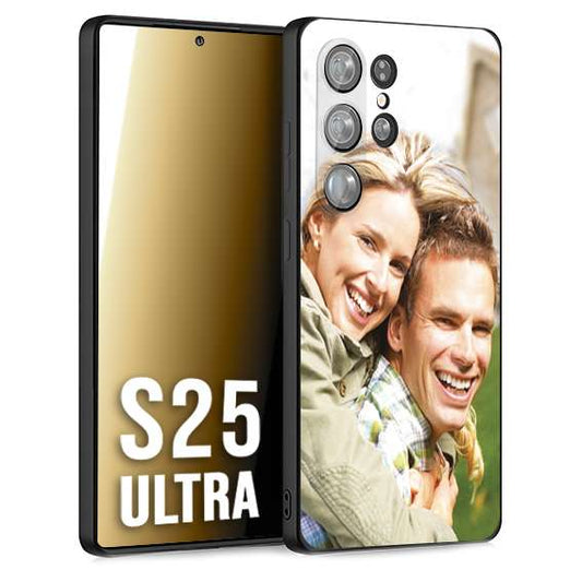 CUSTOMIZZA - Custodia cover nera morbida in tpu compatibile per Samsung S25 ULTRA personalizzata con foto immagine scritta a piacere