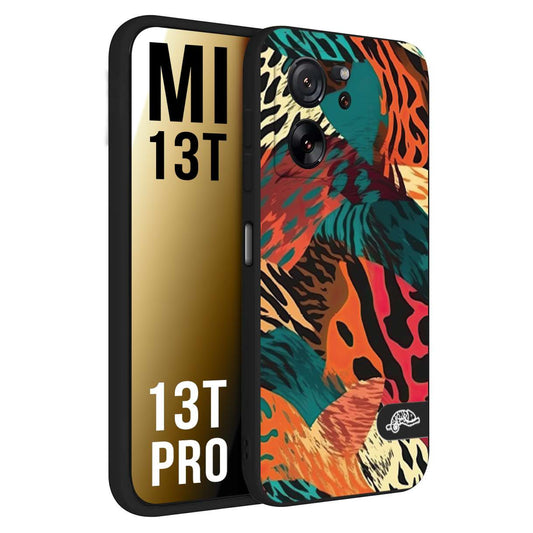 CUSTOMIZZA - Custodia cover nera morbida in tpu compatibile per Xiaomi 13T - 13T PRO leopardato tigrato tiger colorata summer arancio verde fucsia