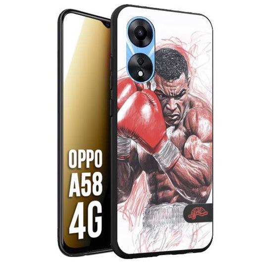 CUSTOMIZZA - Custodia cover nera morbida in tpu compatibile per Oppo A58 4G pugilato pugili disegno tattoo guantoni boxer pesi massimi iron mike