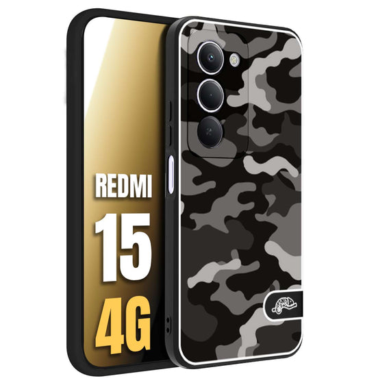CUSTOMIZZA - Custodia cover nera morbida in tpu compatibile per Xiaomi Redmi 15 4G camouflage mimetico militare nero black grigio