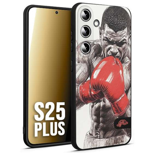 CUSTOMIZZA - Custodia cover nera morbida in tpu compatibile per Samsung S25 PLUS pugilato pugili disegno tattoo guantoni box pesi massimi gancio