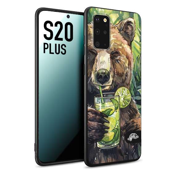 CUSTOMIZZA - Custodia cover nera morbida in tpu compatibile per Samsung S20 PLUS fiori estate disegnata cocktails animali simpatici orso bear negroni