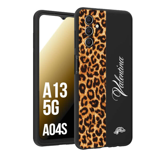 CUSTOMIZZA - Custodia cover nera morbida in tpu compatibile per Samsung A04S - A13 5G custom nome scritta leopardato maculato donna marrone leopard