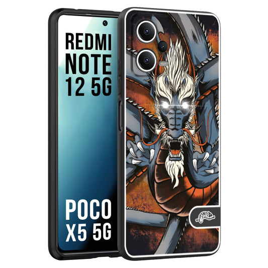 CUSTOMIZZA - Custodia cover nera morbida in tpu compatibile per Xiaomi Redmi Note 12 5G - POCO X5 5G drago giapponese tattoo japan dragon