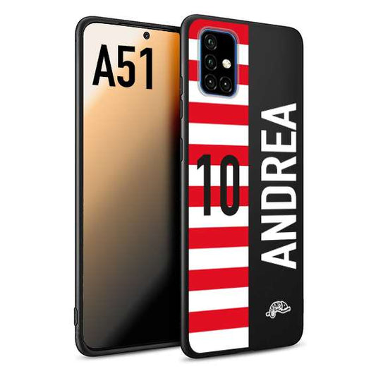 CUSTOMIZZA - Custodia cover nera morbida in tpu compatibile per Samsung A51 personalizzata calcio football nome e numero calciatori bianco rossa